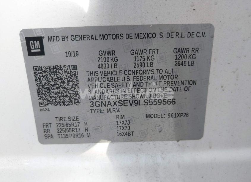 Photo 9 of 2020 Chevrolet Equinox AWD LS (VIN 3GNAXSEV9LS559566)