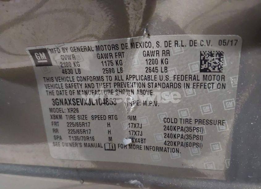 Photo 9 of 2018 Chevrolet Equinox LT (VIN 3GNAXSEVXJL104863)