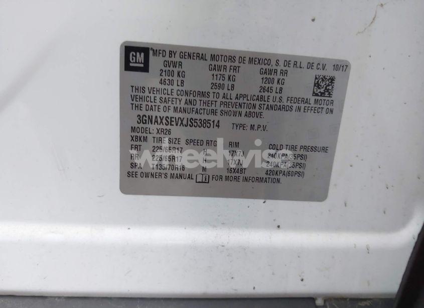 Photo 9 of 2018 Chevrolet Equinox LT (VIN 3GNAXSEVXJS538514)