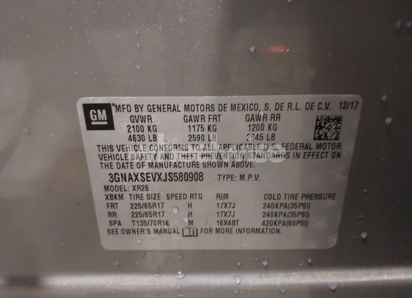 Photo 9 of 2018 Chevrolet Equinox LT (VIN 3GNAXSEVXJS580908)