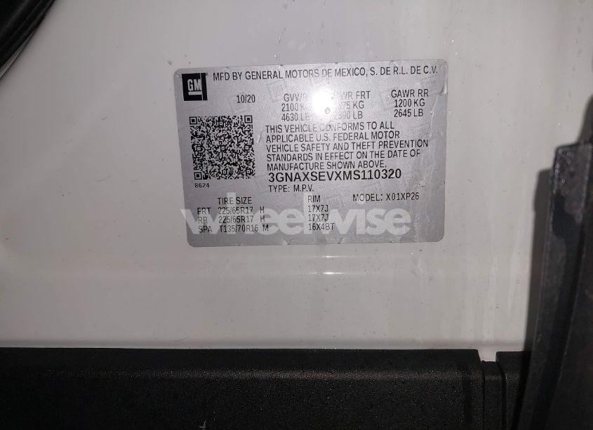 Photo 9 of 2021 Chevrolet Equinox LS (VIN 3GNAXSEVXMS110320)