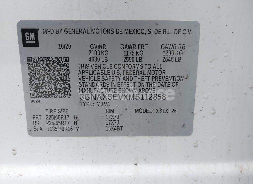 Photo 9 of 2021 Chevrolet Equinox AWD LS (VIN 3GNAXSEVXMS112858)