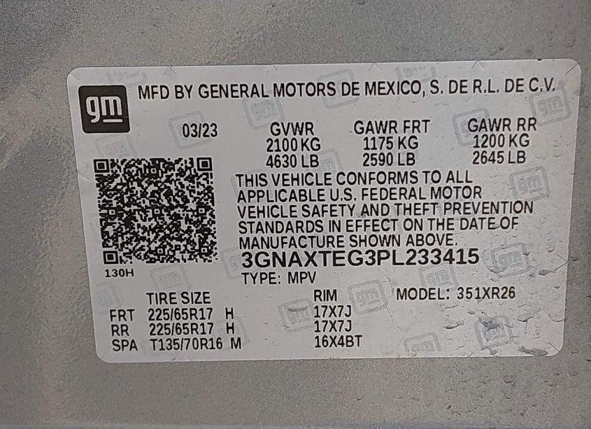 Photo 9 of 2023 Chevrolet Equinox AWD 2FL (VIN 3GNAXTEG3PL233415)