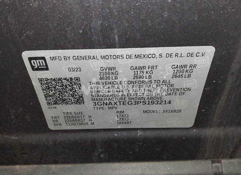 Photo 9 of 2023 Chevrolet Equinox AWD 2FL (VIN 3GNAXTEG3PS193214)