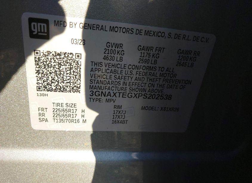 Photo 9 of 2023 Chevrolet Equinox AWD 2FL (VIN 3GNAXTEGXPS202538)