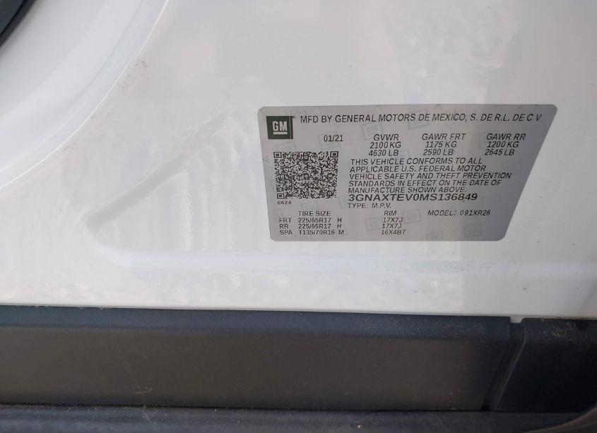 Photo 9 of 2021 Chevrolet Equinox AWD 2FL (VIN 3GNAXTEV0MS136849)