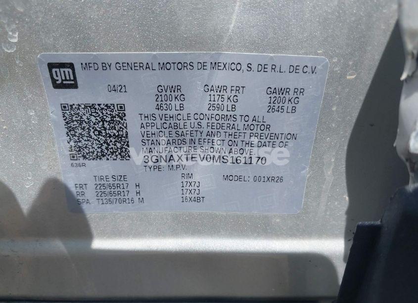 Photo 9 of 2021 Chevrolet Equinox AWD 2FL (VIN 3GNAXTEV0MS161170)