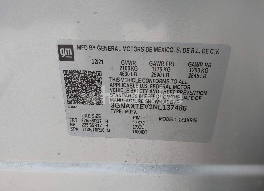 Photo 9 of 2022 Chevrolet Equinox AWD 2FL (VIN 3GNAXTEV1NL137486)