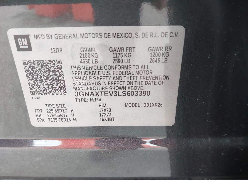 Photo 9 of 2020 Chevrolet Equinox AWD 2FL (VIN 3GNAXTEV3LS603390)