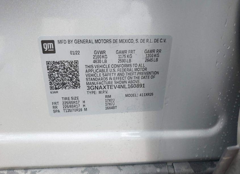 Photo 9 of 2022 Chevrolet Equinox AWD 2FL (VIN 3GNAXTEV4NL160891)