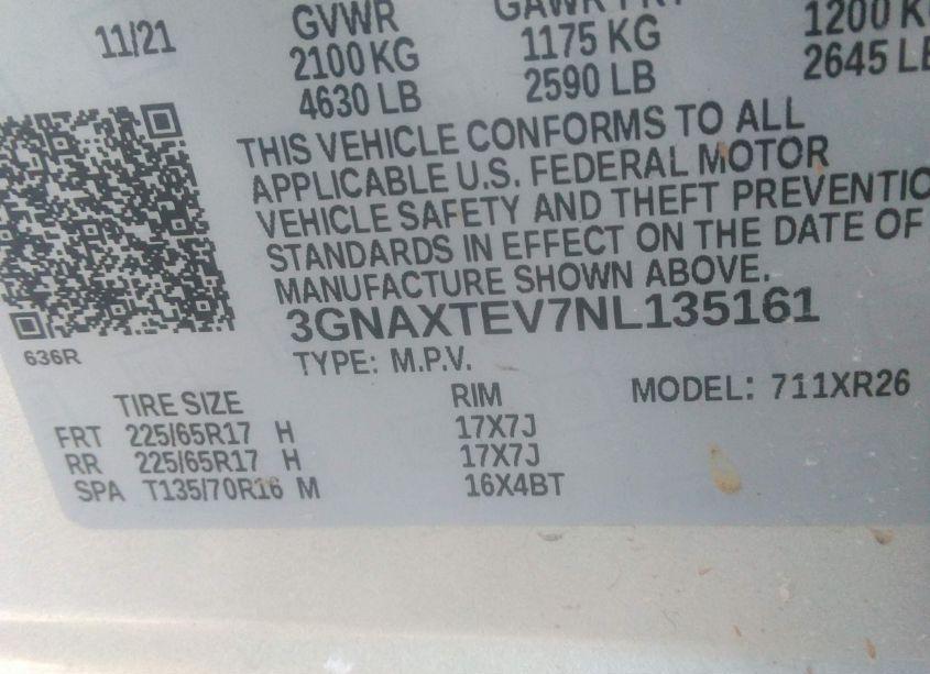 Photo 9 of 2022 Chevrolet Equinox AWD 2FL (VIN 3GNAXTEV7NL135161)