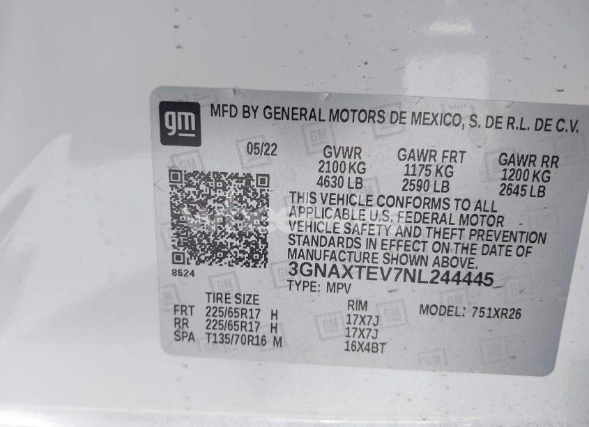 Photo 9 of 2022 Chevrolet Equinox AWD 2FL (VIN 3GNAXTEV7NL244445)