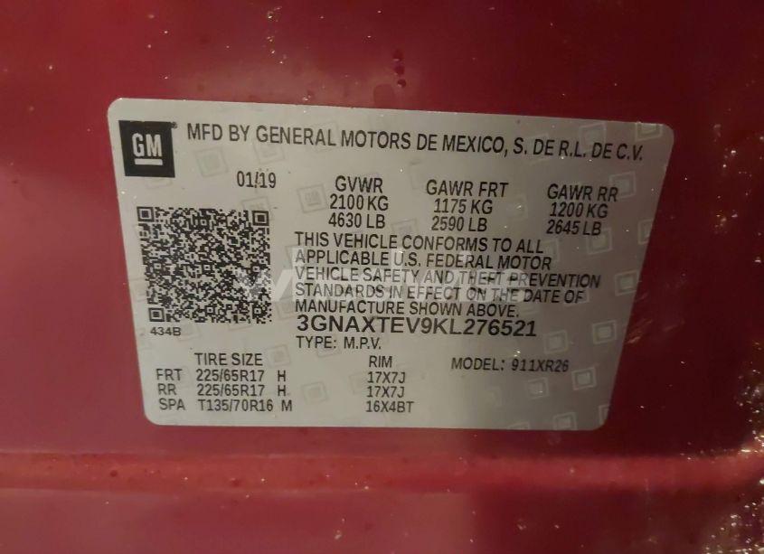Photo 9 of 2019 Chevrolet Equinox LT (VIN 3GNAXTEV9KL276521)