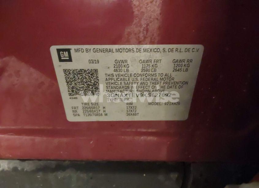 Photo 9 of 2019 Chevrolet Equinox LT (VIN 3GNAXTEV9KS627692)