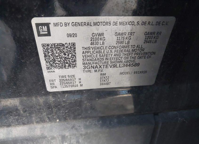 Photo 9 of 2020 Chevrolet Equinox AWD 2FL (VIN 3GNAXTEV9LL344589)