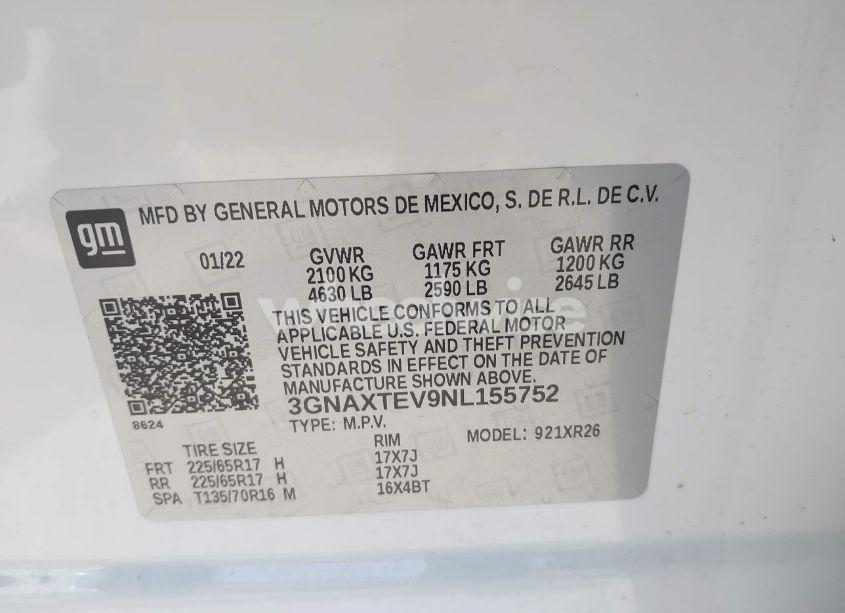 Photo 9 of 2022 Chevrolet Equinox AWD 2FL (VIN 3GNAXTEV9NL155752)