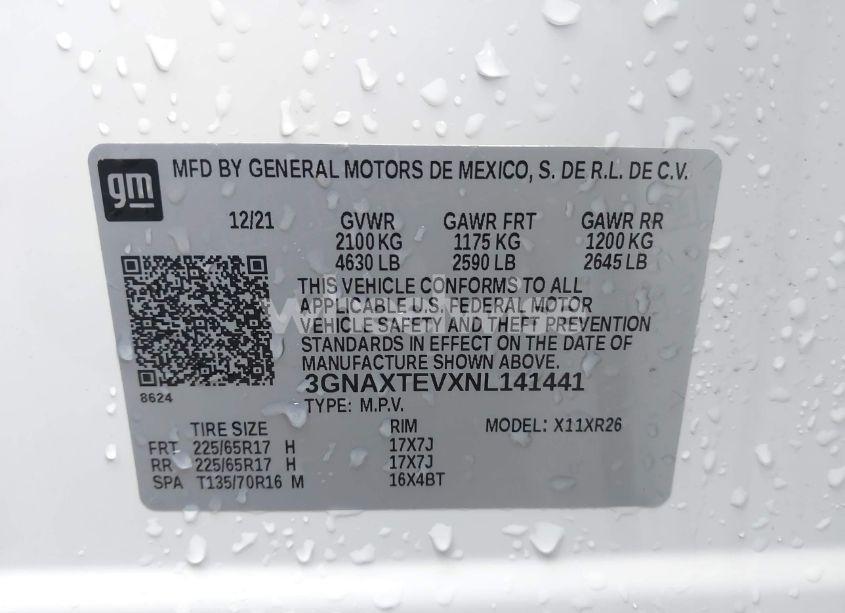 Photo 9 of 2022 Chevrolet Equinox AWD 2FL (VIN 3GNAXTEVXNL141441)