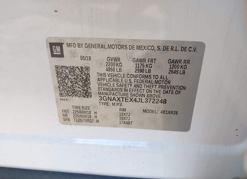 Photo 9 of 2018 Chevrolet Equinox LT (VIN 3GNAXTEX4JL372248)