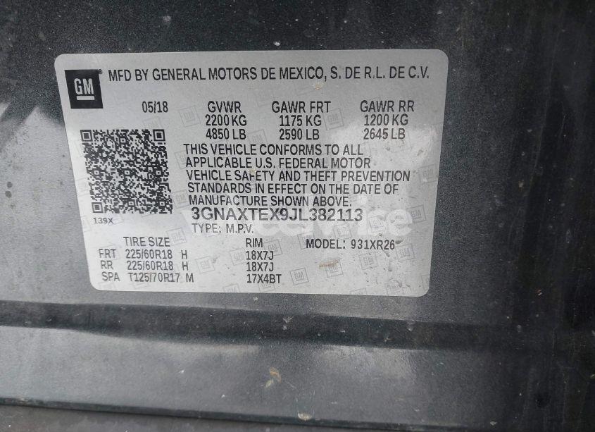 Photo 9 of 2018 Chevrolet Equinox LT (VIN 3GNAXTEX9JL382113)