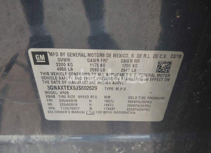 Photo 9 of 2018 Chevrolet Equinox LT (VIN 3GNAXTEX9JS602629)