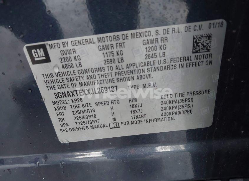 Photo 9 of 2018 Chevrolet Equinox LT (VIN 3GNAXTEXXJL269187)