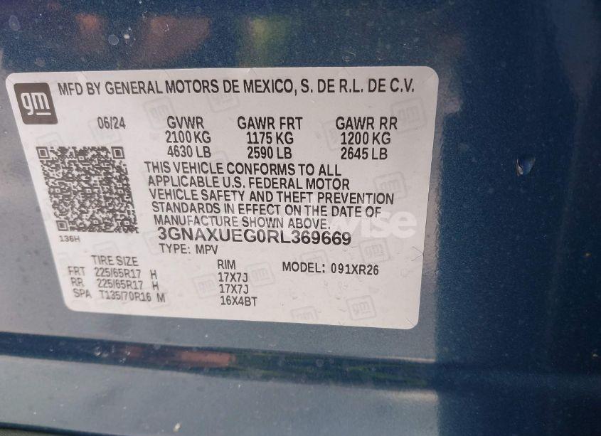 Photo 9 of 2024 Chevrolet Equinox AWD LT (VIN 3GNAXUEG0RL369669)