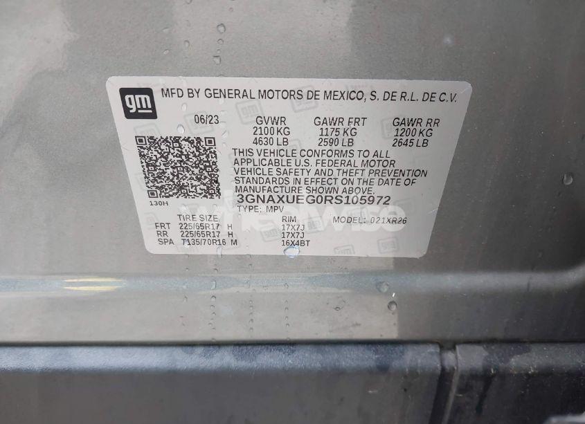 Photo 9 of 2024 Chevrolet Equinox AWD LT (VIN 3GNAXUEG0RS105972)