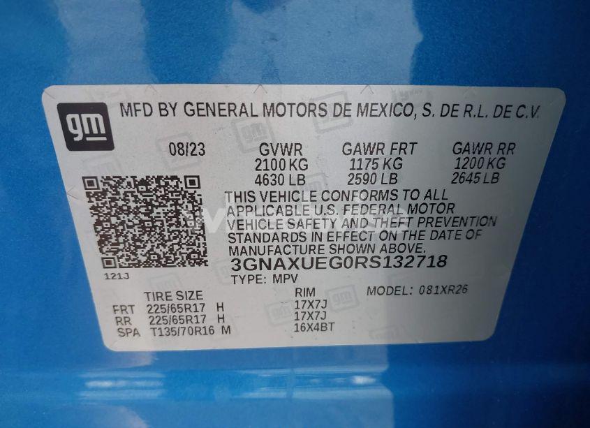 Photo 9 of 2024 Chevrolet Equinox AWD LT (VIN 3GNAXUEG0RS132718)