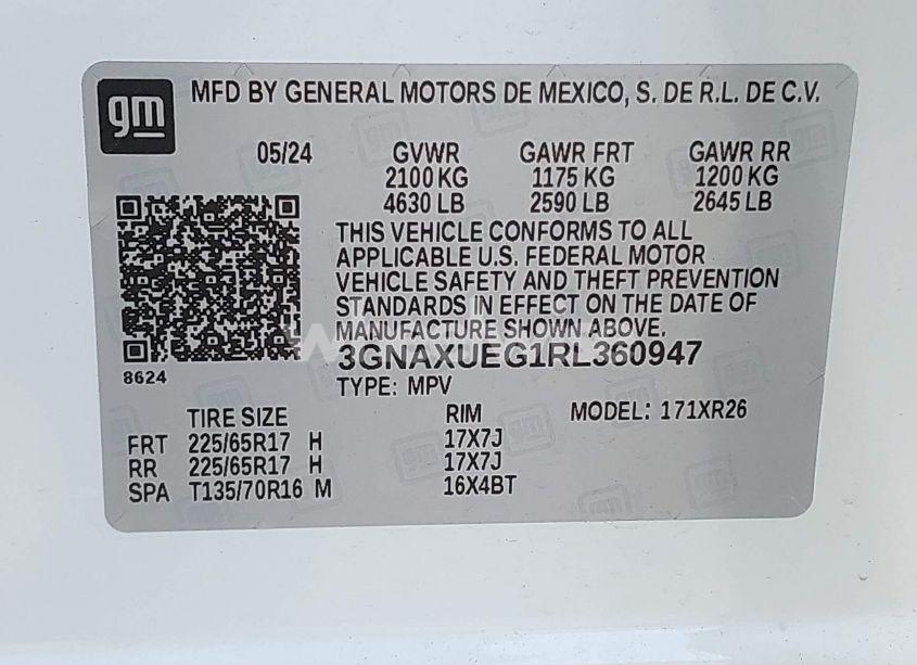 Photo 9 of 2024 Chevrolet Equinox AWD LT (VIN 3GNAXUEG1RL360947)