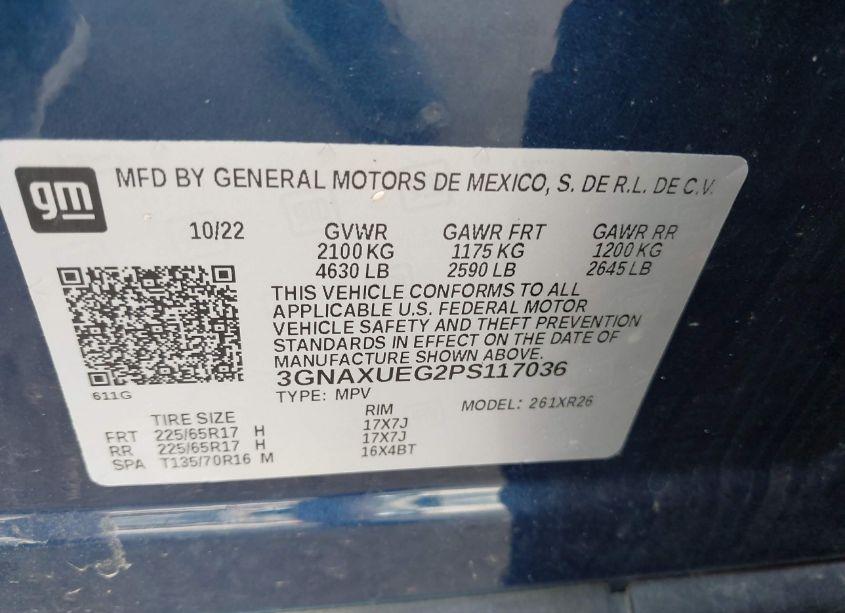 Photo 9 of 2023 Chevrolet Equinox AWD LT (VIN 3GNAXUEG2PS117036)