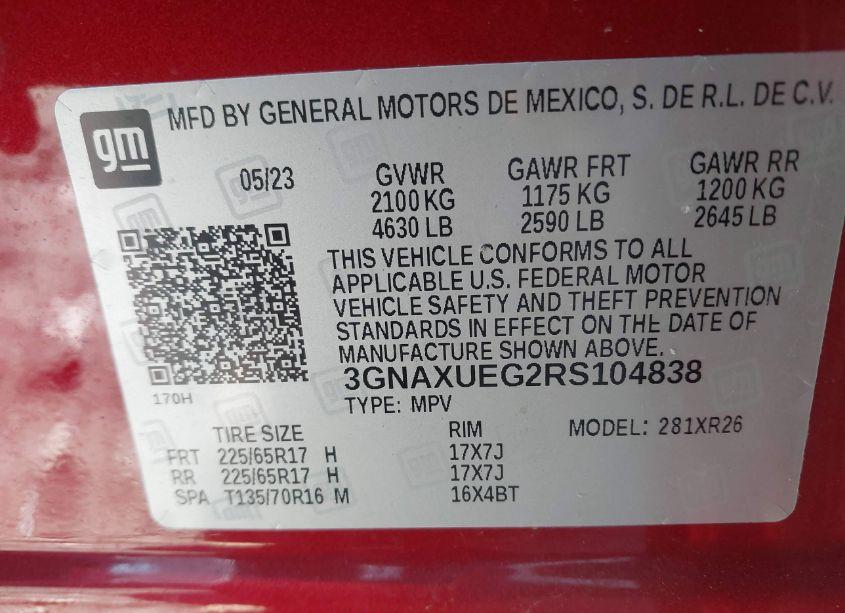 Photo 9 of 2024 Chevrolet Equinox AWD LT (VIN 3GNAXUEG2RS104838)