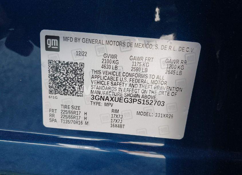 Photo 9 of 2023 Chevrolet Equinox AWD LT (VIN 3GNAXUEG3PS152703)