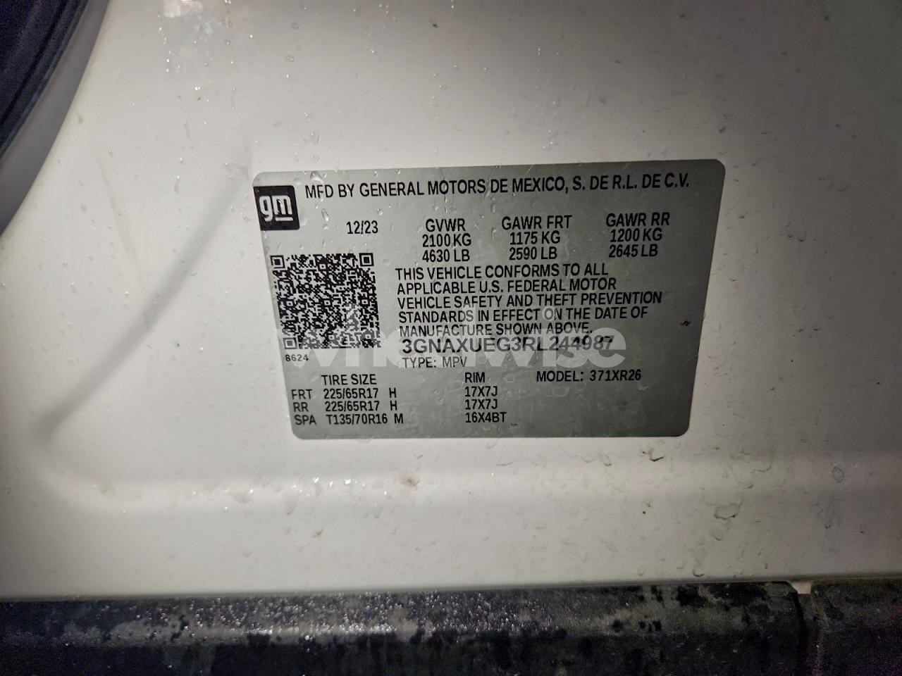 Photo 12 of 2024 CHEVROLET EQUINOX LT (VIN 3GNAXUEG3RL244987)