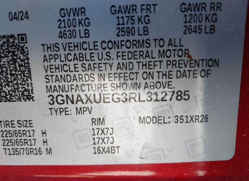 Photo 9 of 2024 Chevrolet Equinox AWD LT (VIN 3GNAXUEG3RL312785)