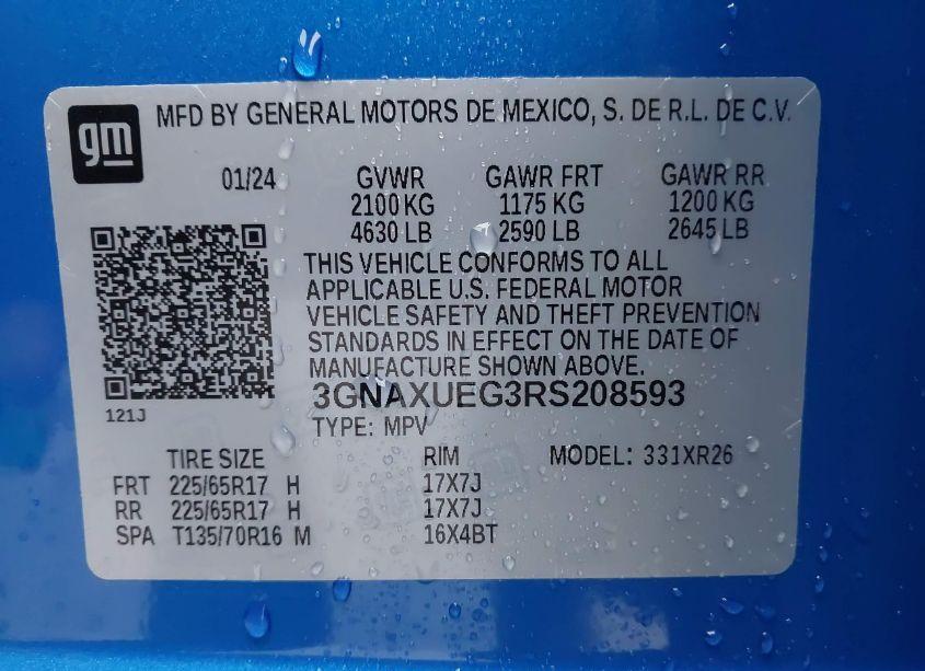 Photo 9 of 2024 Chevrolet Equinox AWD LT (VIN 3GNAXUEG3RS208593)