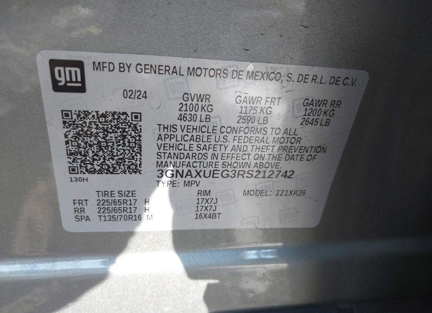 Photo 9 of 2024 Chevrolet Equinox AWD LT (VIN 3GNAXUEG3RS212742)