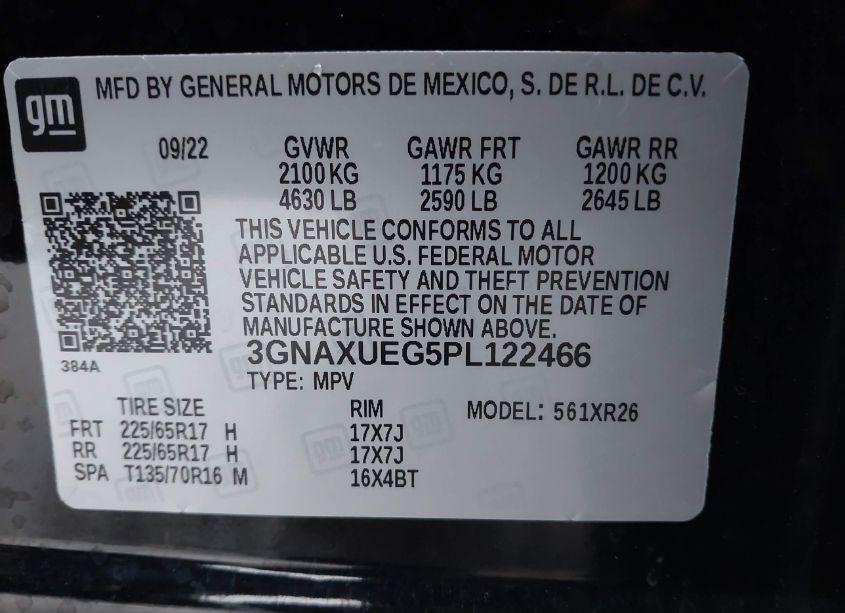 Photo 9 of 2023 Chevrolet Equinox AWD LT (VIN 3GNAXUEG5PL122466)