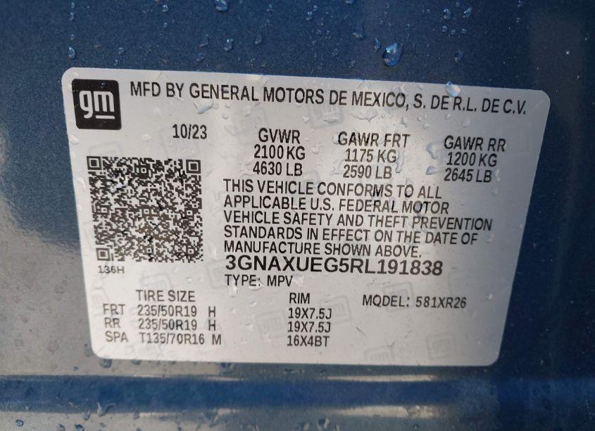 Photo 9 of 2024 Chevrolet Equinox AWD LT (VIN 3GNAXUEG5RL191838)