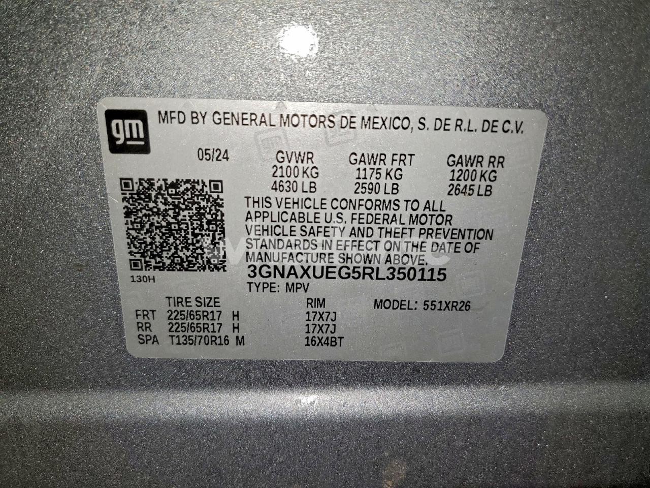 Photo 13 of 2024 CHEVROLET EQUINOX LT (VIN 3GNAXUEG5RL350115)