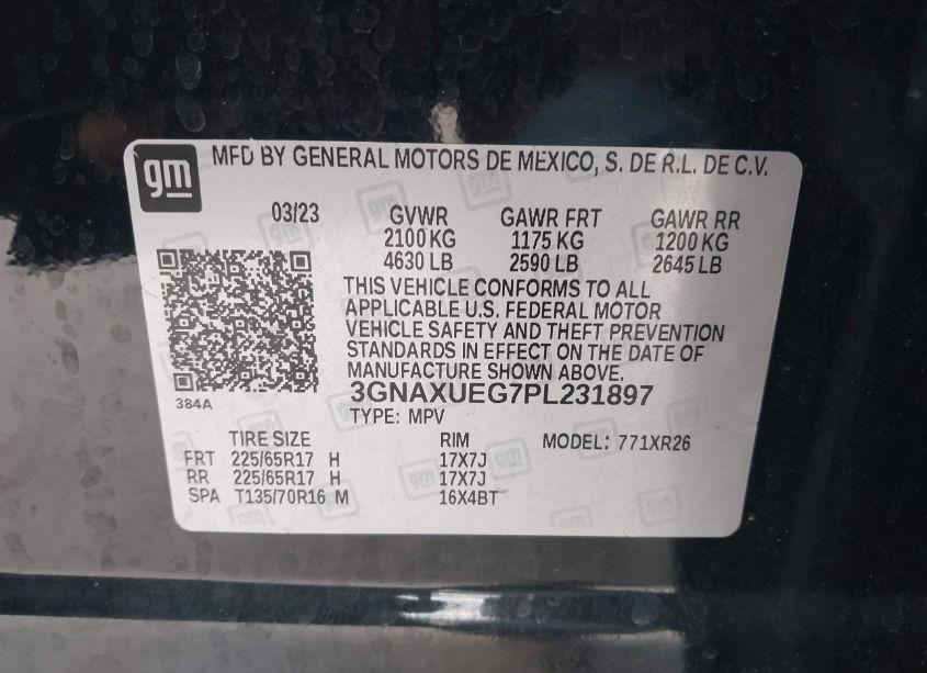 Photo 9 of 2023 Chevrolet Equinox AWD LT (VIN 3GNAXUEG7PL231897)