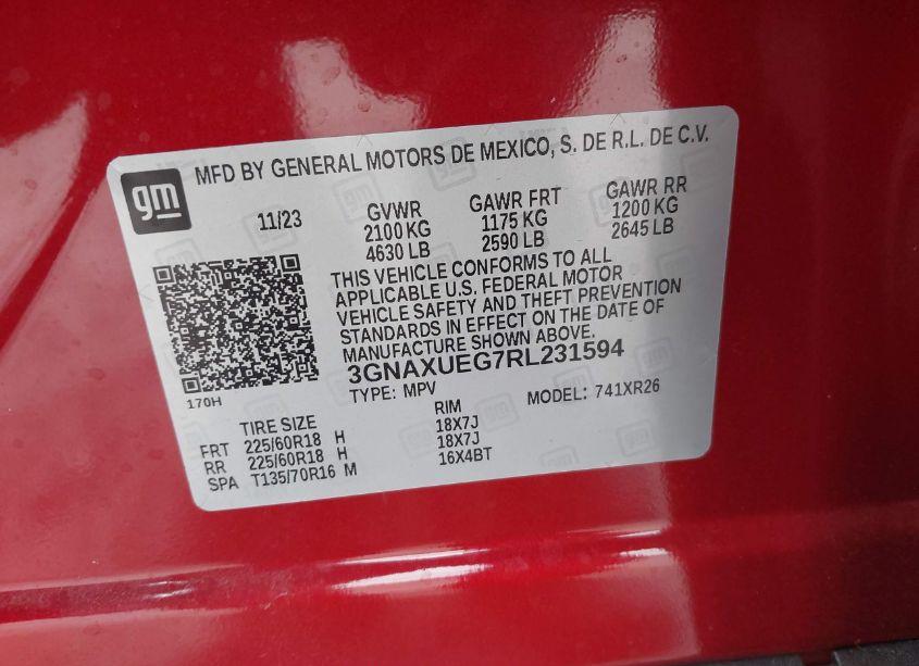 Photo 9 of 2024 Chevrolet Equinox AWD LT (VIN 3GNAXUEG7RL231594)