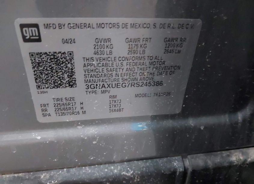 Photo 9 of 2024 Chevrolet Equinox AWD LT (VIN 3GNAXUEG7RS245386)