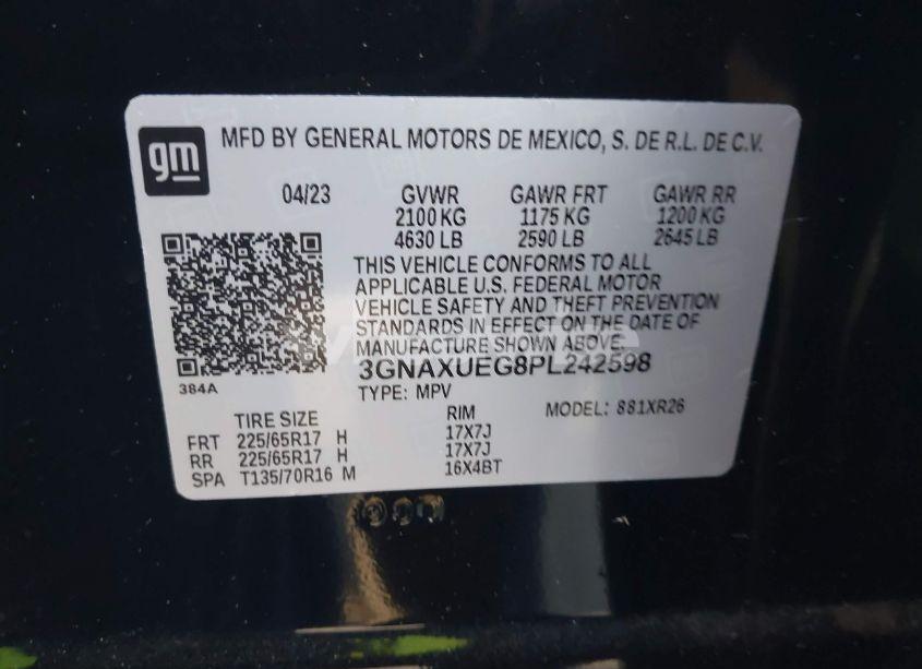 Photo 9 of 2023 Chevrolet Equinox AWD LT (VIN 3GNAXUEG8PL242598)