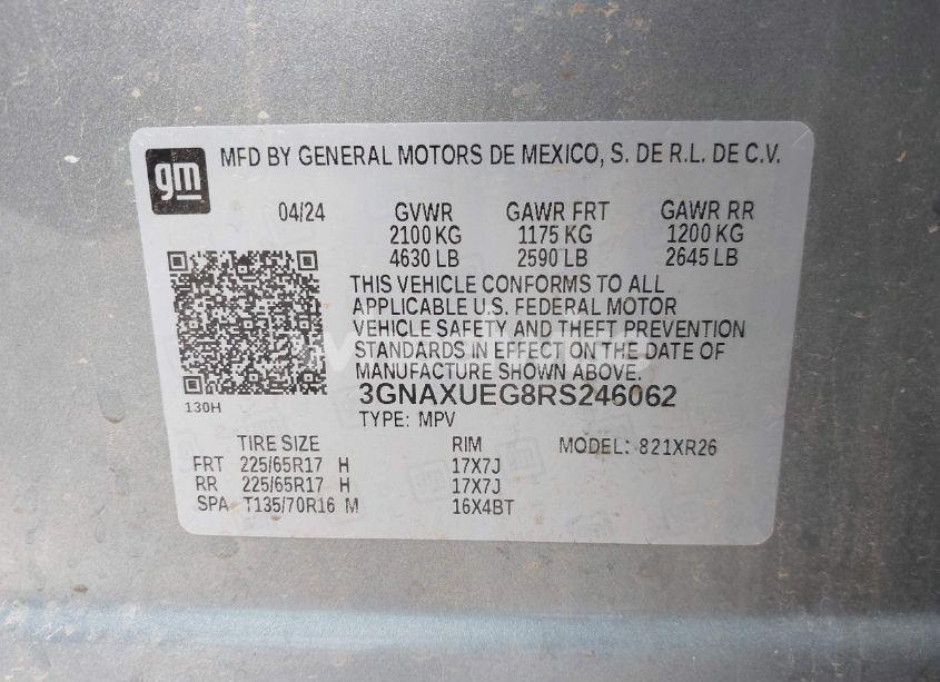 Photo 9 of 2024 Chevrolet Equinox AWD LT (VIN 3GNAXUEG8RS246062)