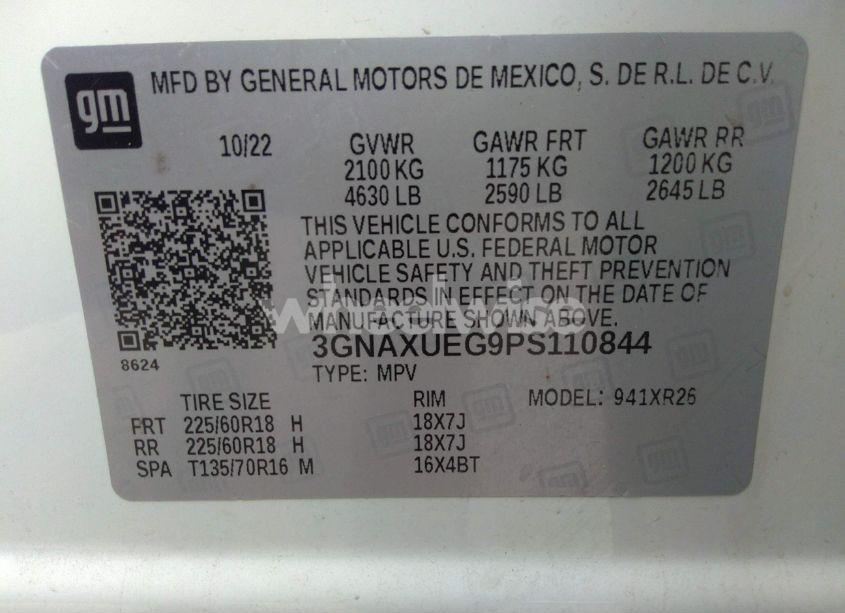 Photo 9 of 2023 Chevrolet Equinox AWD LT (VIN 3GNAXUEG9PS110844)