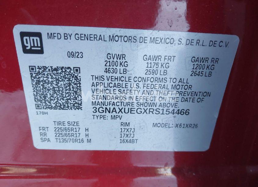 Photo 9 of 2024 Chevrolet Equinox AWD LT (VIN 3GNAXUEGXRS154466)