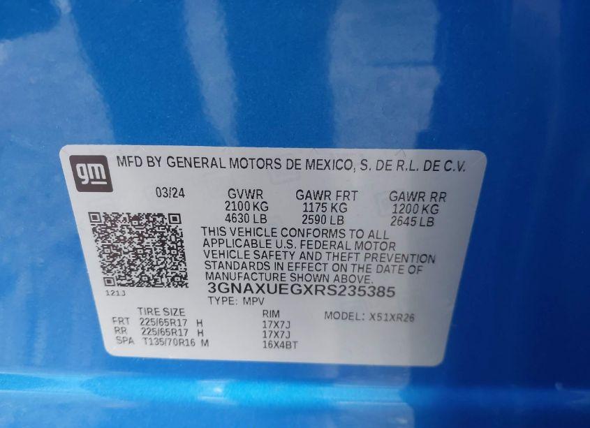 Photo 9 of 2024 Chevrolet Equinox AWD LT (VIN 3GNAXUEGXRS235385)