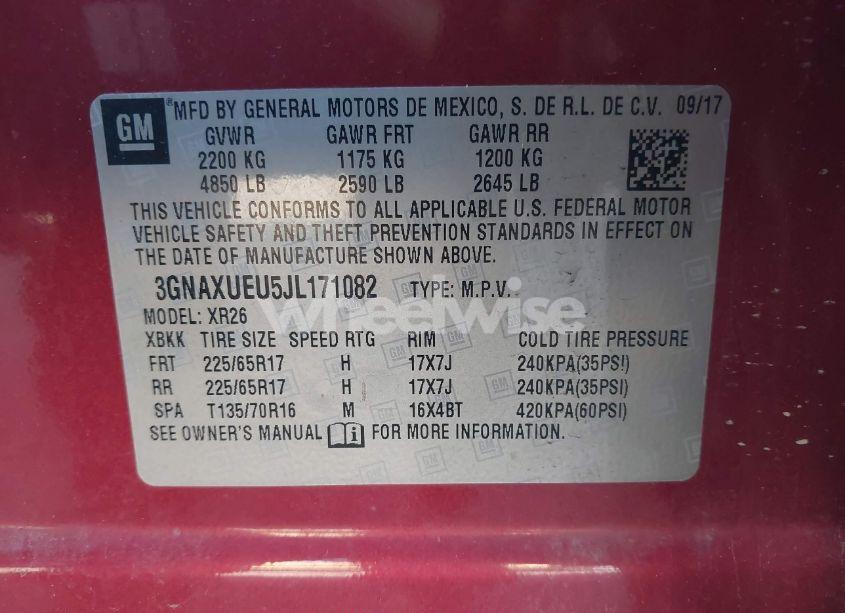 Photo 9 of 2018 Chevrolet Equinox LT (VIN 3GNAXUEU5JL171082)