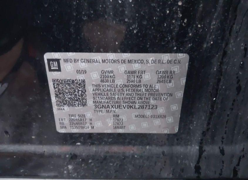 Photo 9 of 2019 Chevrolet Equinox LT (VIN 3GNAXUEV0KL287123)