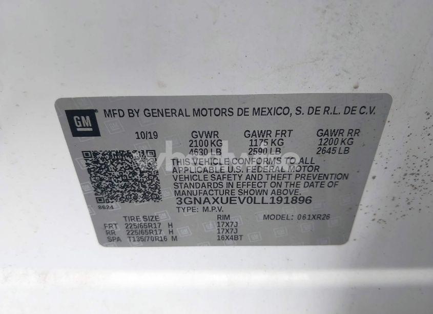 Photo 9 of 2020 Chevrolet Equinox AWD LT 1.5L TURBO (VIN 3GNAXUEV0LL191896)